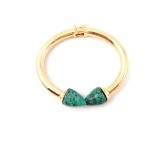 Amazonite Stone Cone Hinge Gold Statement Cuff Bracelet